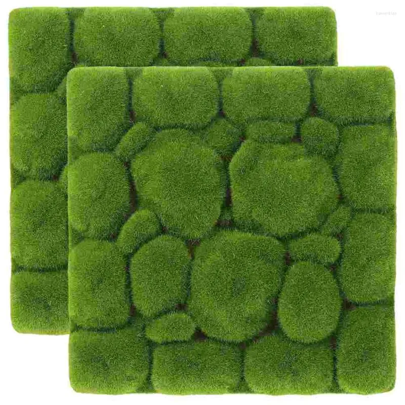 Fleurs décoratives, 2 pièces, simulation de mousse, décoration Micro paysage, coussin artificiel, faux Mini jardin, gazon réaliste