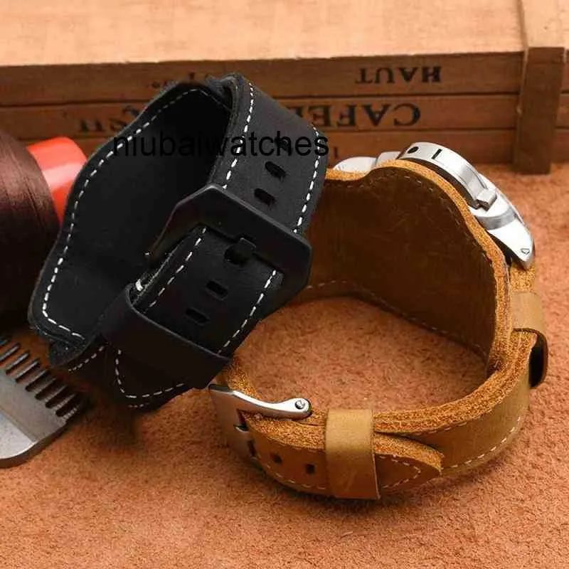 Mens Watch Designer High Quality Strap Thick Genuine Leather Band Wrist for 20mm 22mm 24mm 26mm Brown Black with NB16