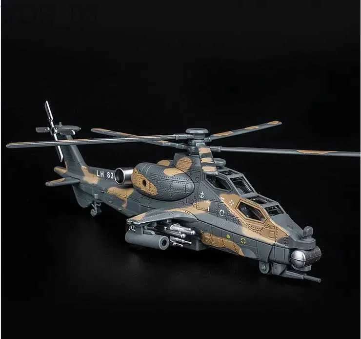 航空機Modle High Imulation Armed Helicopter Model 1 32 Alloy Pull Back Airplane Model Musical Flashing Metal Diecast無料配送YQ240401