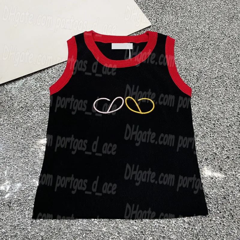 Couleur contrastée femmes tricots Singlets lettre colorée débardeurs brodés Sexy sans manches tricoté pulls Singlet