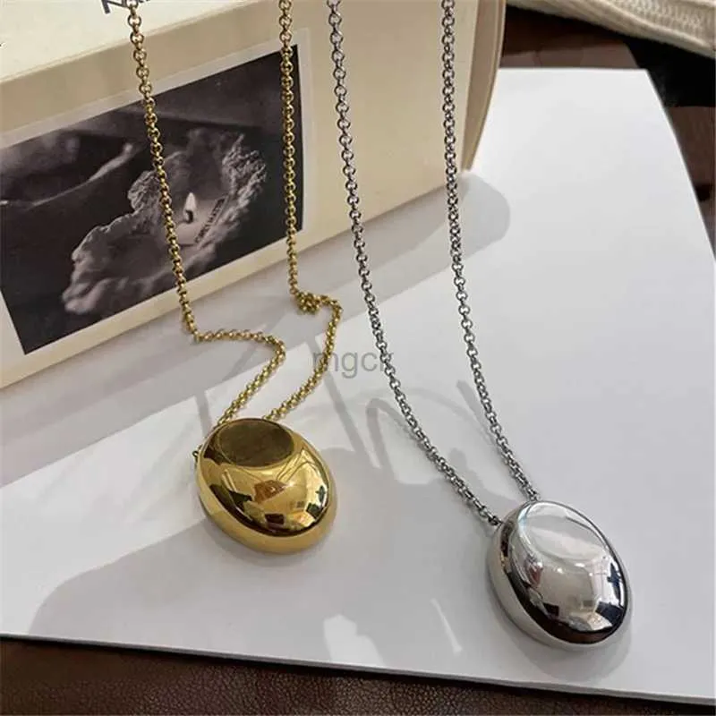 Pendentifs Colliers XIALUOKE Vintage métal lisse grand ovale goutte d'eau pendentif collier pour femmes filles longue chaîne de chandail charme bijoux cadeaux 240330