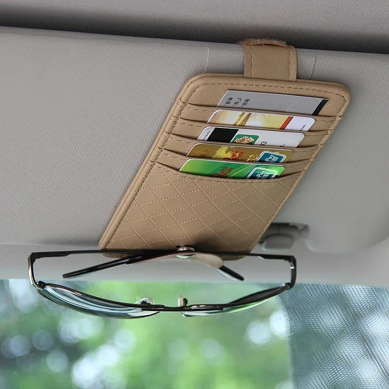 Car Sun Visor Point Pocket Organizer Pouch Bag Card Occhiali Portaoggetti Accessori per auto Interni per auto