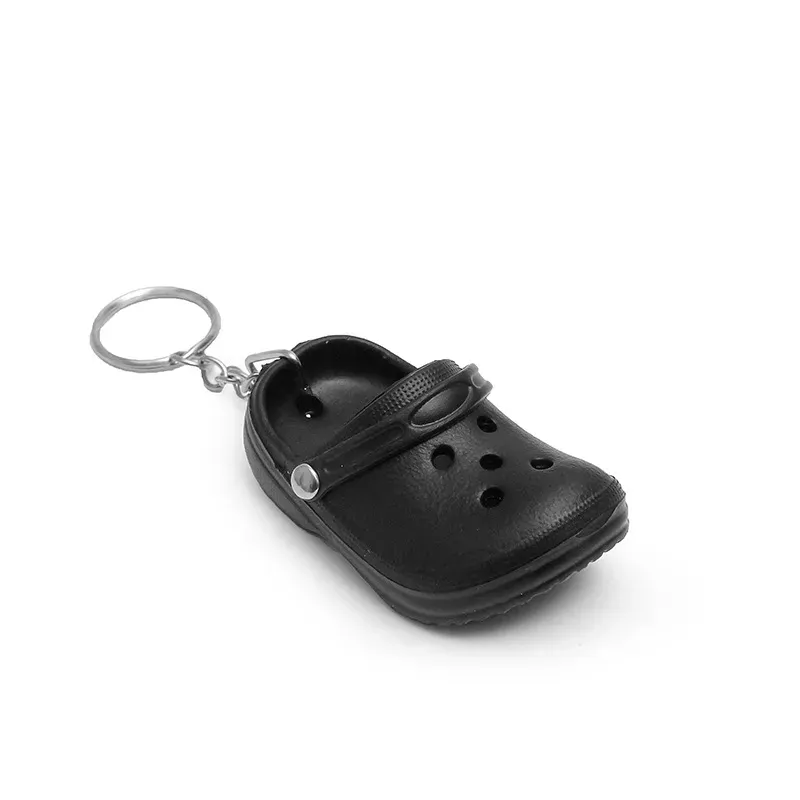 Creative Personalized Mini PVC Soft Rubber Slippers Keychains Pendant Car Bag Beach Hole Shoe Keychain Jewelry In Bulk