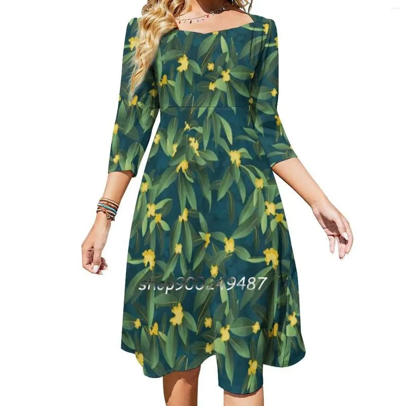Casual Dresses Loquat Medlar Tree In Autumn I Square Neck Dress Sweet Summer Women Elegant Halter Print Digitalart Nature
