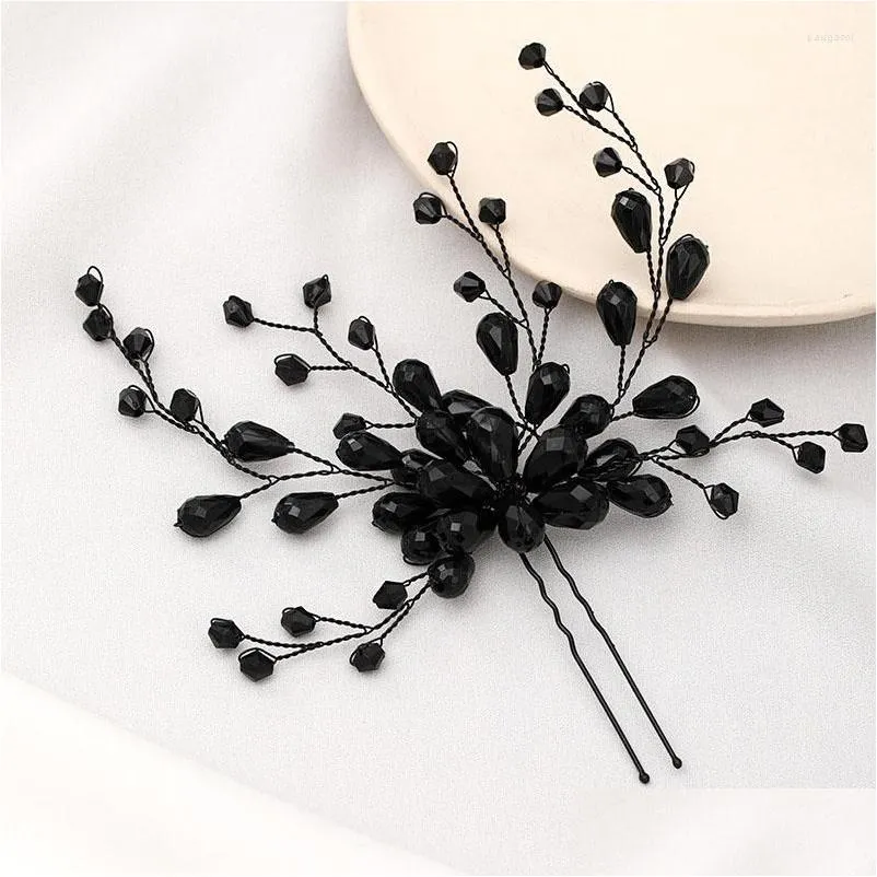 Hair Clips Barrettes Temperament Handmade Bridal Jewelry Black Personality Coiled U-Shaped Hairpin Suitable Girl Daily Decoration Ea D Otkll