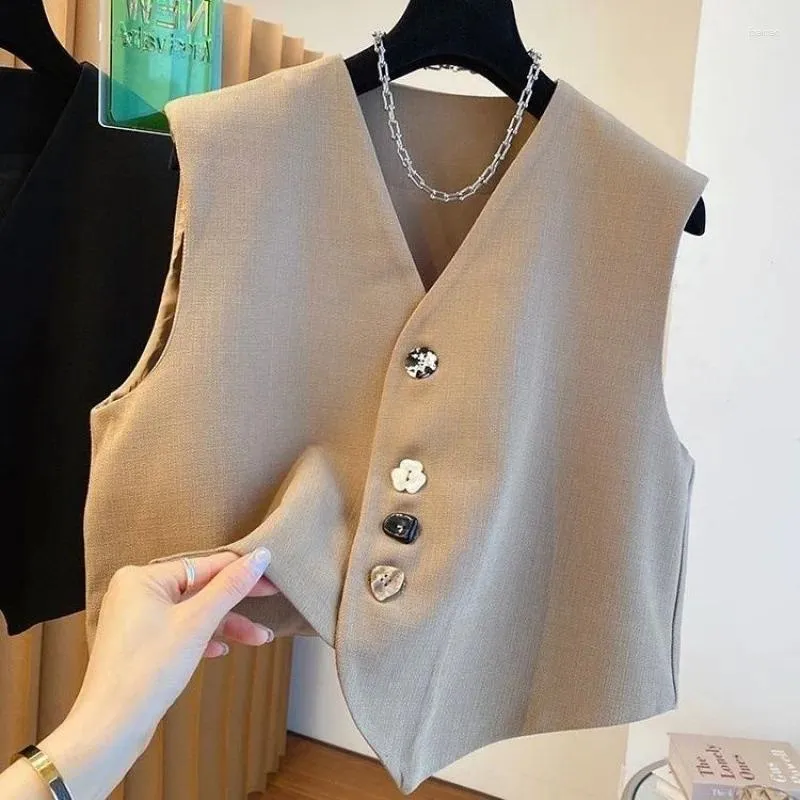 Women's Vests Vest Design Loose Casual Buttons Short Outer Sleeveless Camisole Clip Cardigan Women