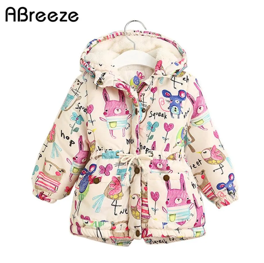 New Autumn Winter children jackets For Girls 17T Graffiti Parkas Hooded coats Baby Girls Warm Outerwear kids Clothing baby Y200838684896