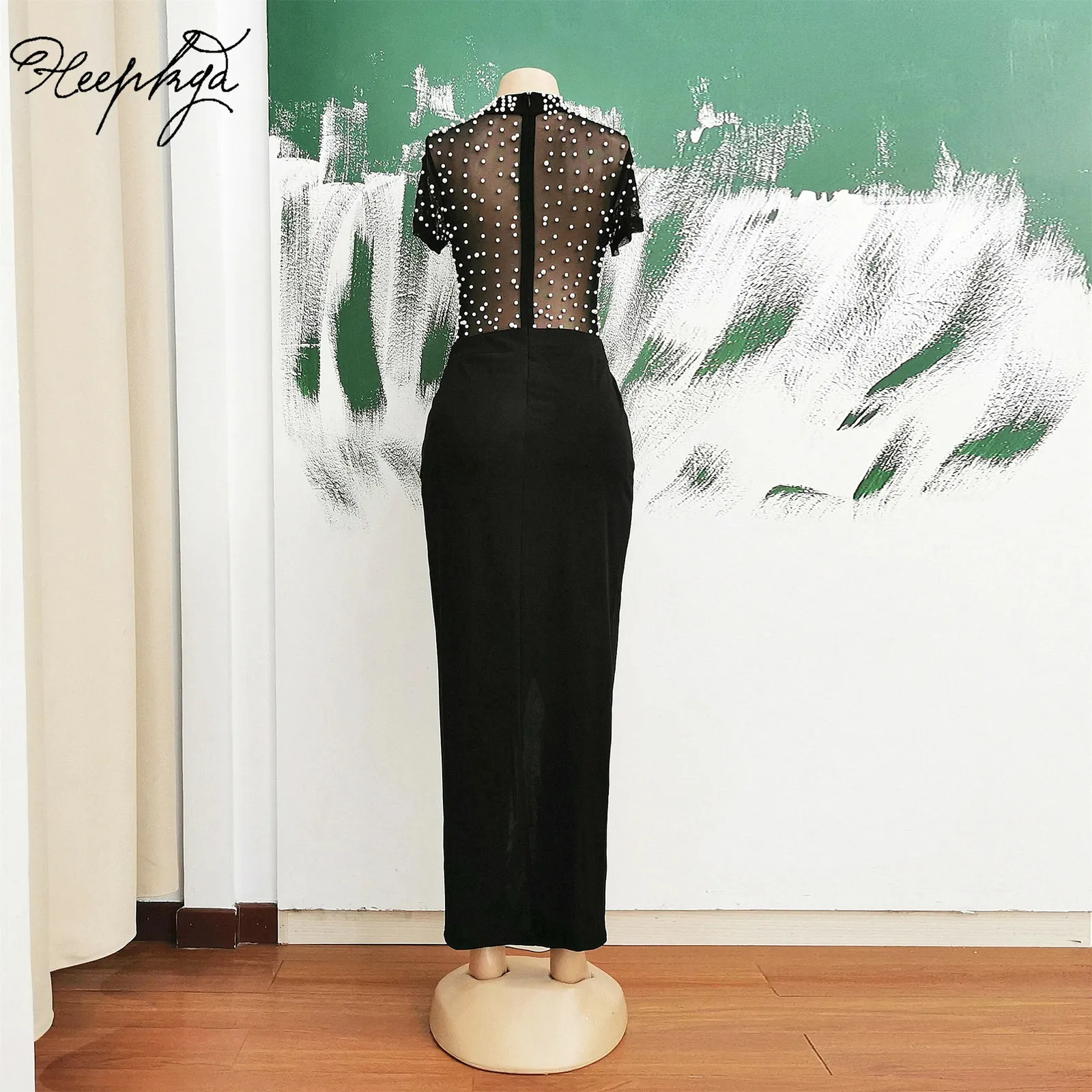 Black Long Formal Dress with See-Through Illusion Top and White Pearls Floor-Length Rayon Jersey Gown for Women from Dhgate Urban Sexy Dresses - price 118.88 Black Long Formal Dress with See-Through Illusion Top and White Pearls Floor-Length Rayon Jersey Gown for Women from Dhgate Urban Sexy Dresses - price 118.88