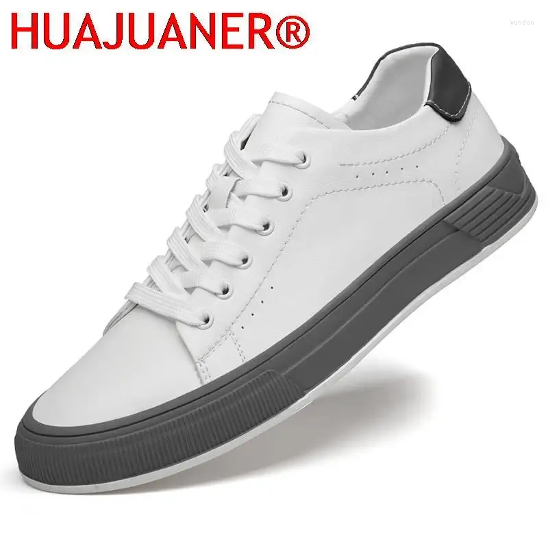 Casual Shoes Huauaner Classic Fashion Sneakers Footwear Leather Round Toe Young Men's School Lace-Up Basic Office for Man