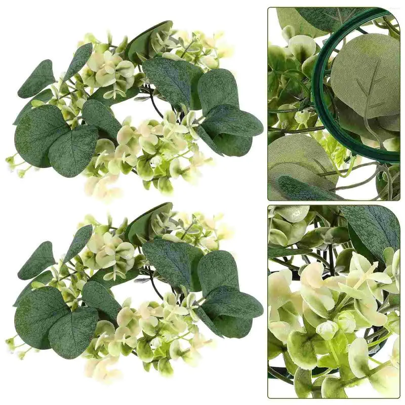 Dekorativa blommor 2 PCS Candlestick Garland Eukalyptusringar för pelare Kransar Hantverk Artificiellt bröllop