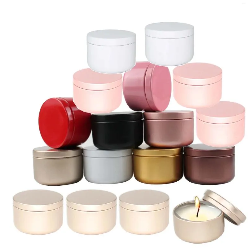 Bouteilles de stockage 50g Boîte ronde en aluminium avec couvercle pour bougies Conteneurs de thé Pot vide Pot rechargeable Crème Conteneur cosmétique