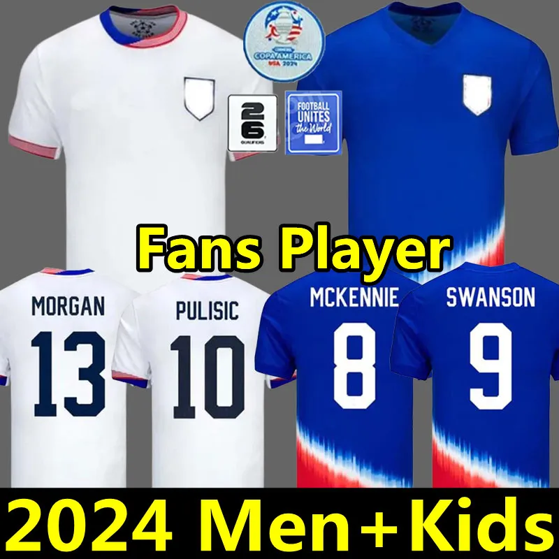 2024 Pulisic McKennie Soccer Jerseys America米国Morgan Reyna Altidore Press Adams Lloyd 24 25フットボールシャツジャージーファンプレーヤージャージーメンキッズキット