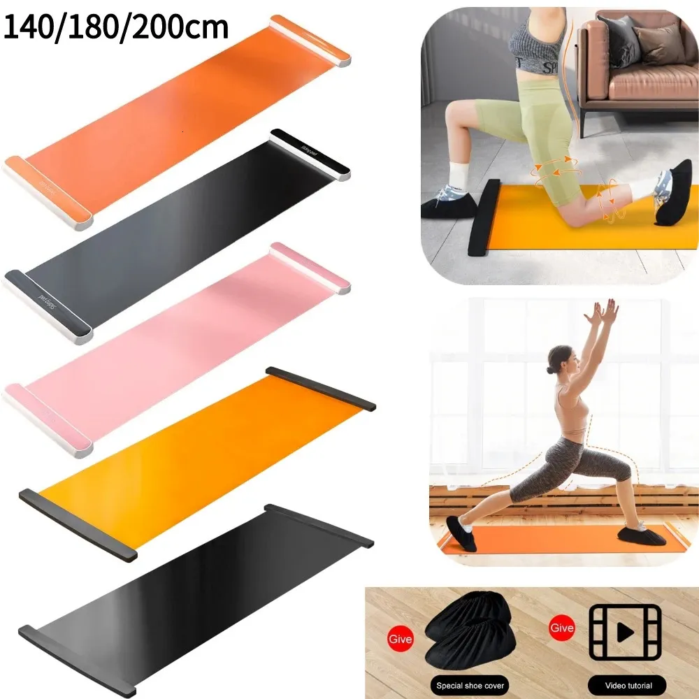 140/180/200cm Sports Fitness Glide Plate for Ice Hockey Roller Skating Leg Exercise Mat Leg Core Training Workout Board 240326