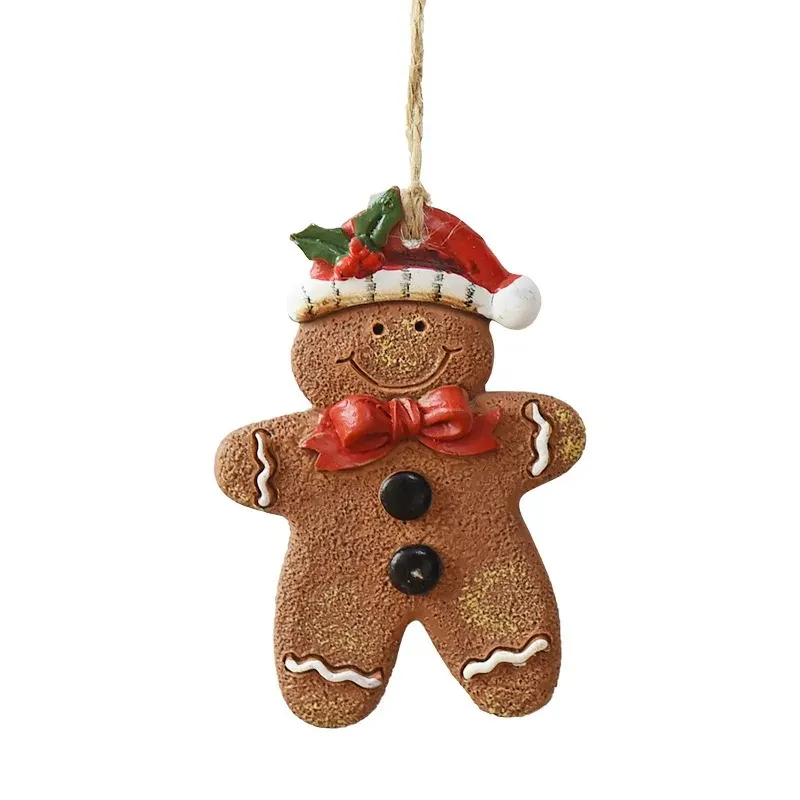 2024 2021 Navidad Christmas Resin Gingerbread Man Pendant kerstboom ornamenten kerstdecoraties voor thuis 2022 Nieuwjaar cadeau voor voor