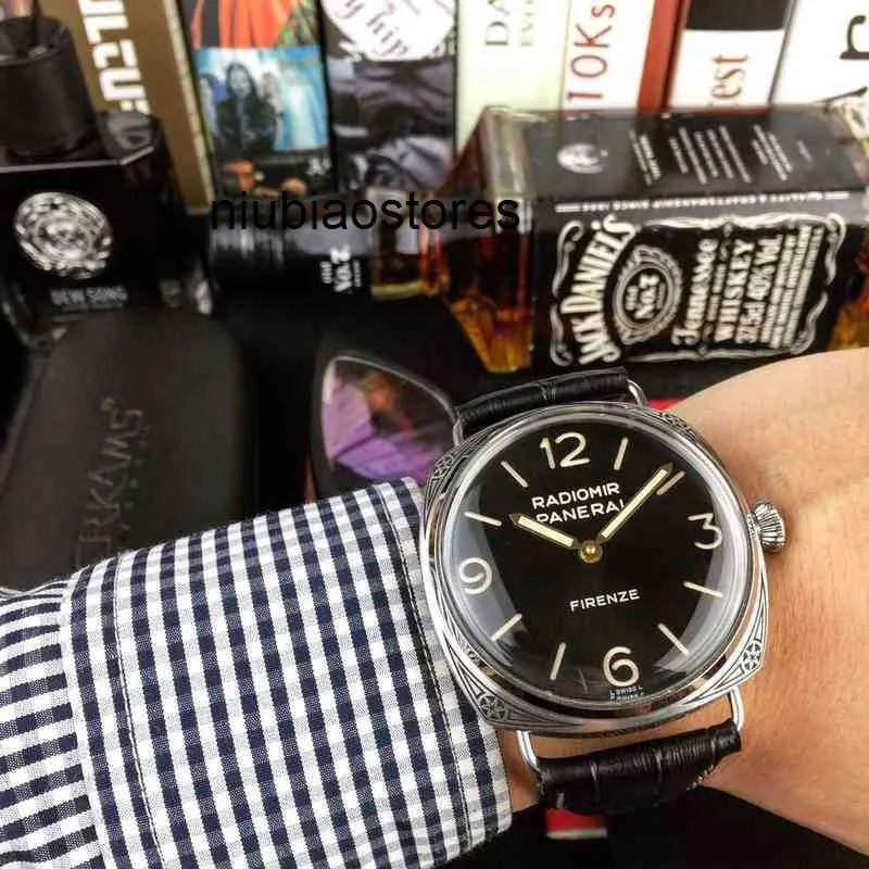 Saphir automatique miroir mécanique taille 47 mm 16 mm bracelet de montre en cuir de vachette première couche avec boucle originale montres-bracelets étanches automatiques