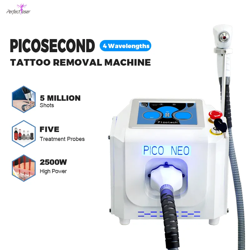 Hop Selling Pico Laser 4 våglängder LASER TATTOO Removal Laser Machine Black Carbon Wrist Beauty Skin Exfoliating Machine Free Ship