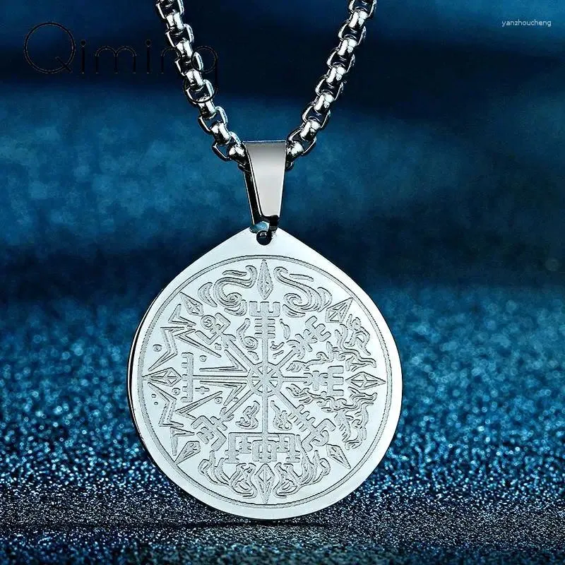 Collane con ciondolo Collana Vegvisir vichinga in acciaio inossidabile per uomo Gioielli Bussola magica slava Regalo pagano