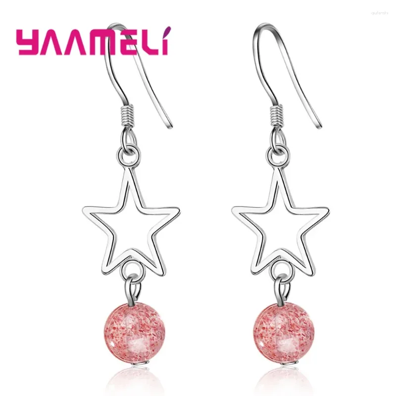 Dangle Earrings Personality 925 Sterling Silver Wedding Jewelry Accessory Fashion Sweet Pink Strawberry Crystal Women Girl Gift