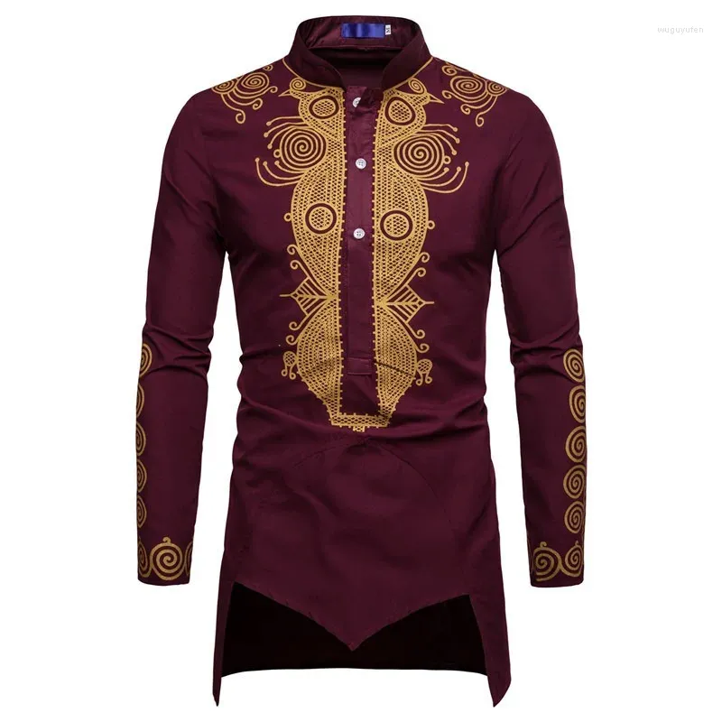 Ethnic Clothing Style Young Mens Pullover With Gold Stamping Single Long Shirt Casual Slim Men Muslim For From 43 39 DHgate