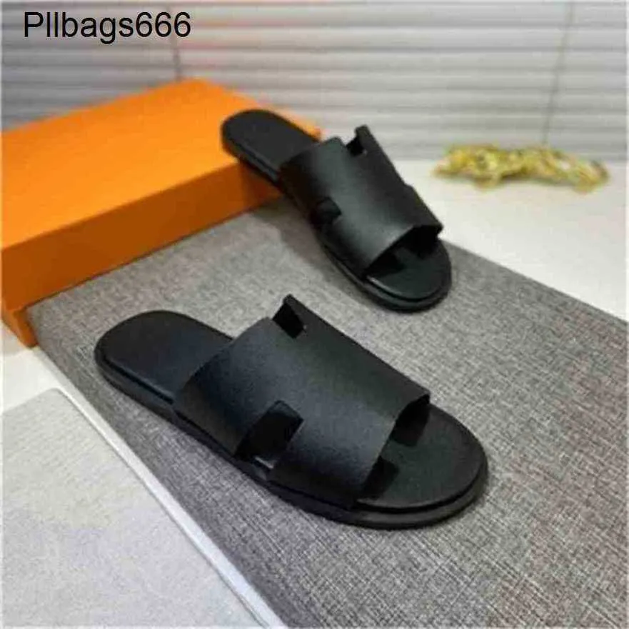 Mens Slipper Izmiss Designer Sandal Partiale Slipper Man Sliders Quality Fashion äkta Leather S Summer Flat Men Have Logo