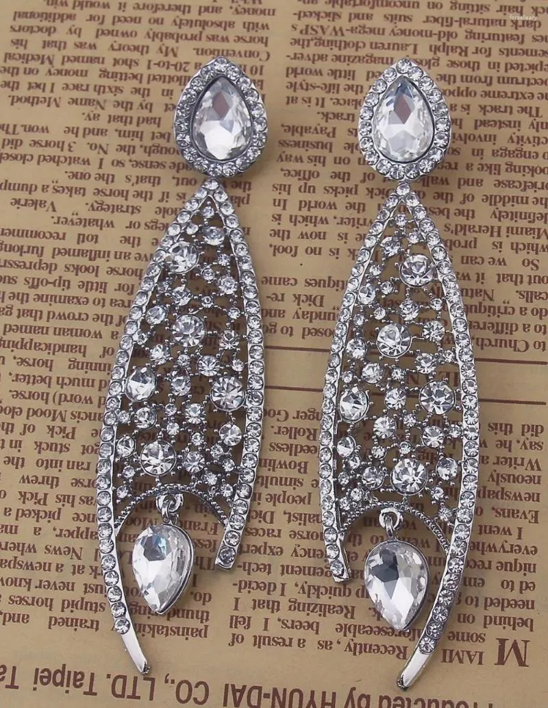 Boucles d'oreilles pendantes en gros bleu clair violet strass longue goutte de mode cristal déclaration boucle d'oreille bijoux de fête accessoires pour femmes