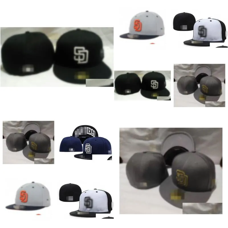 Top Caps Moda Stilleri Padres SD Mektup Beyzbol En Yeni Gündelik Gorras Hip Hop Erkekler Kadın Chapeus Takılı Şapkalar HH-6.30 Damla Teslimat AC DHXKH