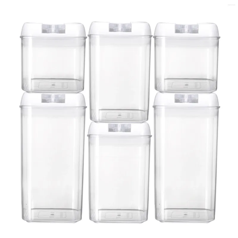 Storage Bottles 6PCS Airtight Food Containers Multi Capacity & Easy To Buckle Tank For Kitchen Pantry Organization