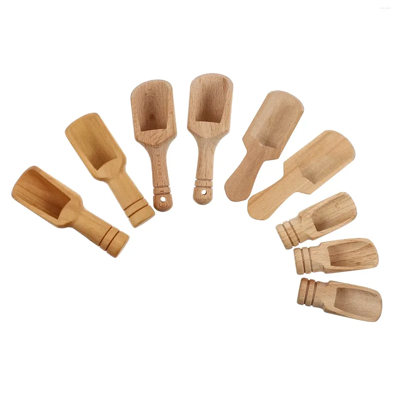 Tea Scoops 9 Pcs Small Wooden Spoons Mini Ground Coffee Salt