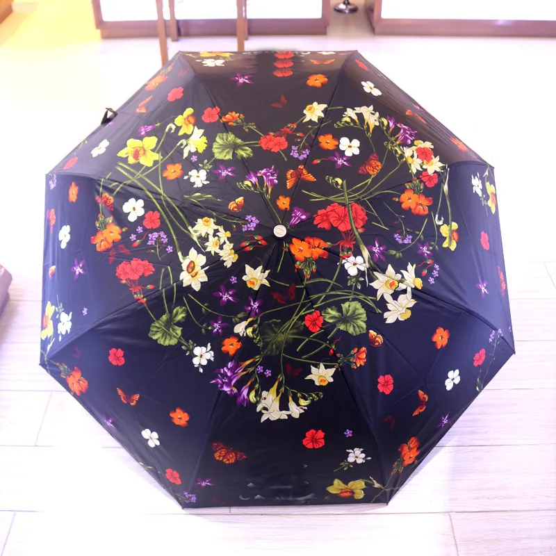 Parapluie camélia haut de gamme pliant automatique Protection solaire Protection Uv parasol double usage femme marque de mode parasol