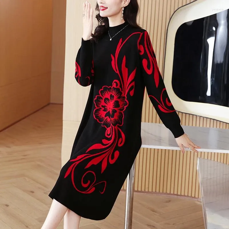 Повседневные платья 2024, модное трикотажное платье, женская осенняя универсальная кашемировая нижняя юбка, корейский свободный облегающий свитер для праздничной вечеринки, Vestidos