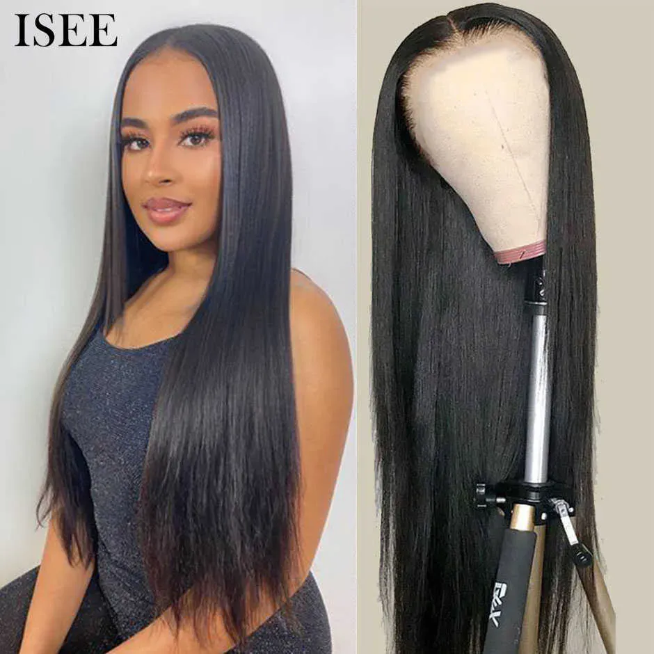 Perruques Isee Young Sraight Lace Fermeure Perruques pour femmes Os Bone HD Lace Swiss Human Hair Wig Easy Install Wear and Go Wigs Wigs
