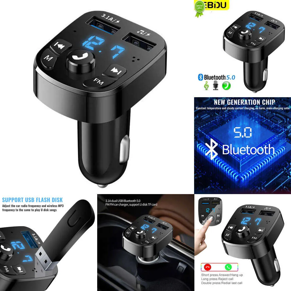2024ワイヤレスカー充電器Bluetooth FMトランスミッターオーディオデュアルUSB MP3プレーヤーラジオハンズフリー充電器3.1A高速充電器カーアクセサリー
