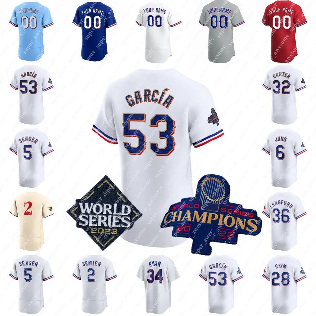 Evan Carter Baseball Jersey 35 Jack Leiter Corey Seager Wyatt Langford Jacob Jonah Heim Adolis Garcia Nathan Eovaldi Marcus Semien Travis Jankowski Josh Jung