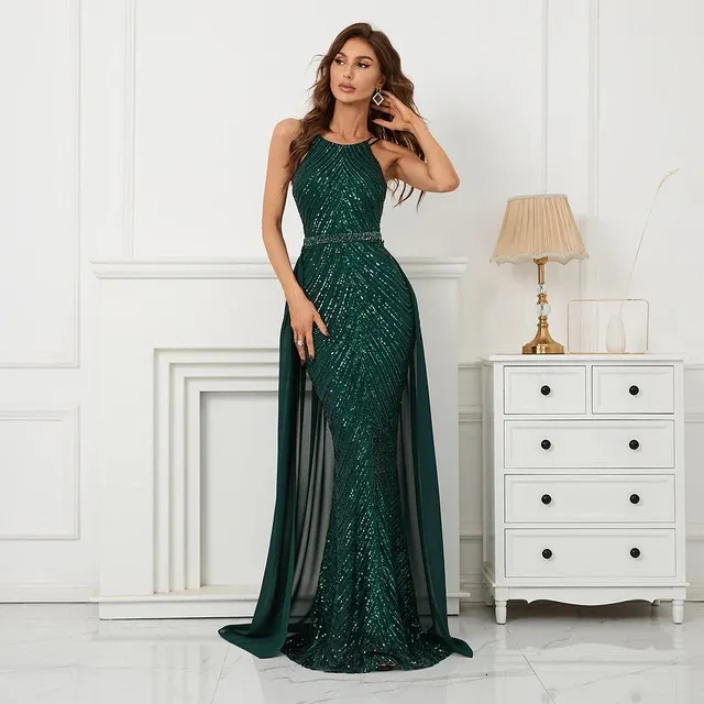 Green Sequin Maxi Dress Floor-Length Trumpet Mermaid with Detachable  Chiffon Train from Dhgate Urban Sexy Dresses - price 111.14