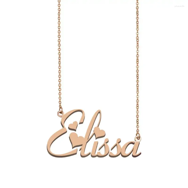 Ожерелья с подвеской, ожерелье с именем Элиссы, изготовленная на заказ табличка с именем для женщин, девочек, друзей, подарок на день рождения, свадьбу, Рождество, день матери