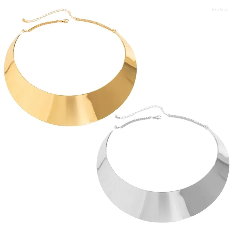 Collier ras du cou tendance couleur or/argent, rond et lisse, bijoux de déclaration de fête pour femmes, accessoires pour robe