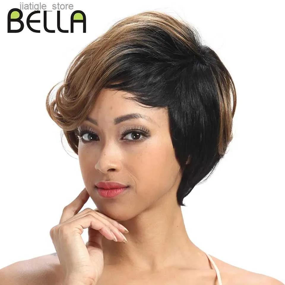 Synthetic Wigs Short Wavy Wig Synthetic Hair Wigs Ombre 10 Inch Bob Wigs For Black Women Ombre Blonde Heat Resistant Cosplay Wigs Free Shipping Y240401