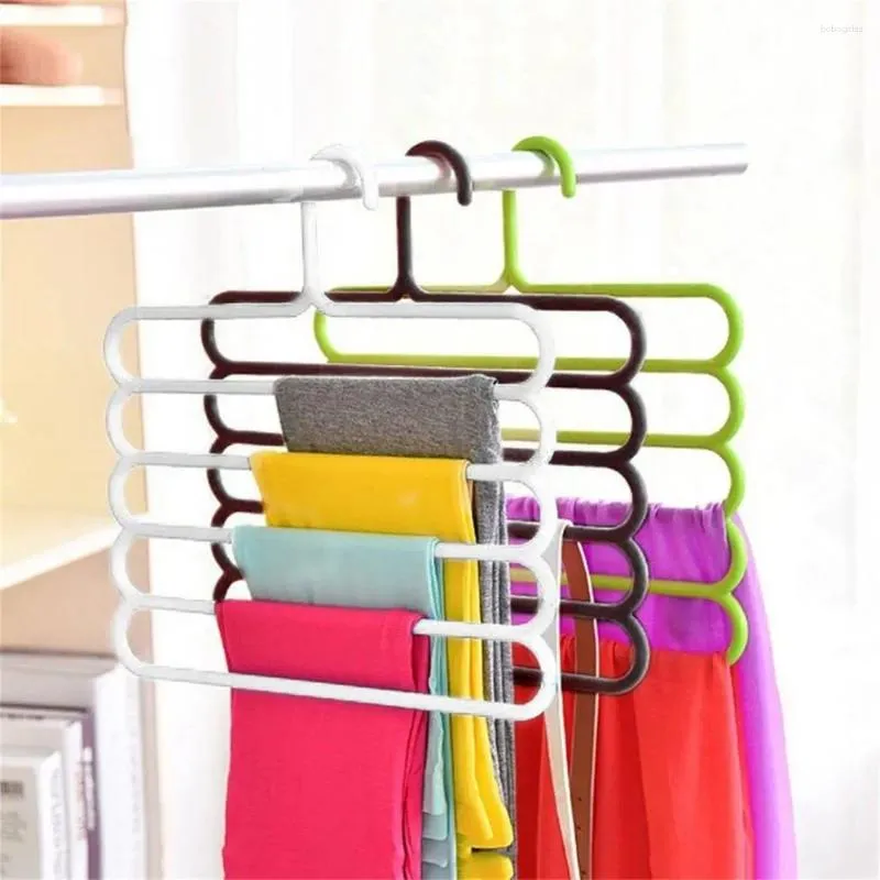 Cintres colorés pour pantalons de ménage, rangement d'écharpe, multicouches, 5 couches, cintre pour pantalons et vêtements