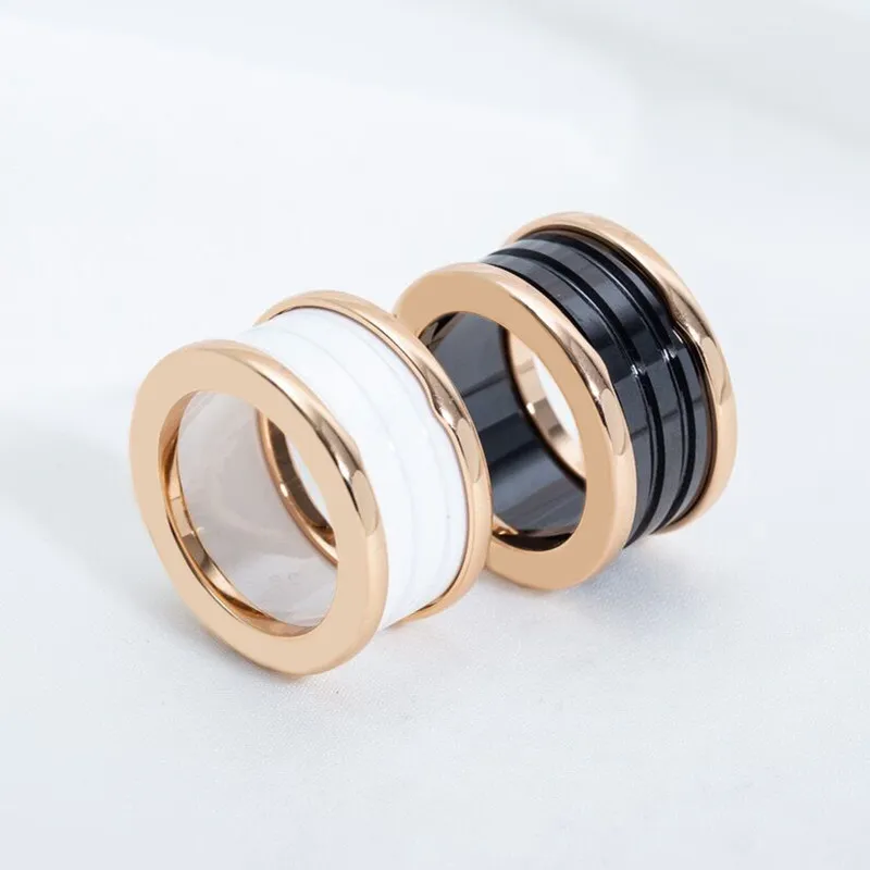 Klassieke hete verkopende 925 sterling zilveren zwarte en witte keramische ring voor dames eenvoudig modemerk luxe paar sieraden romantisch paar ring maten 5 tot 11