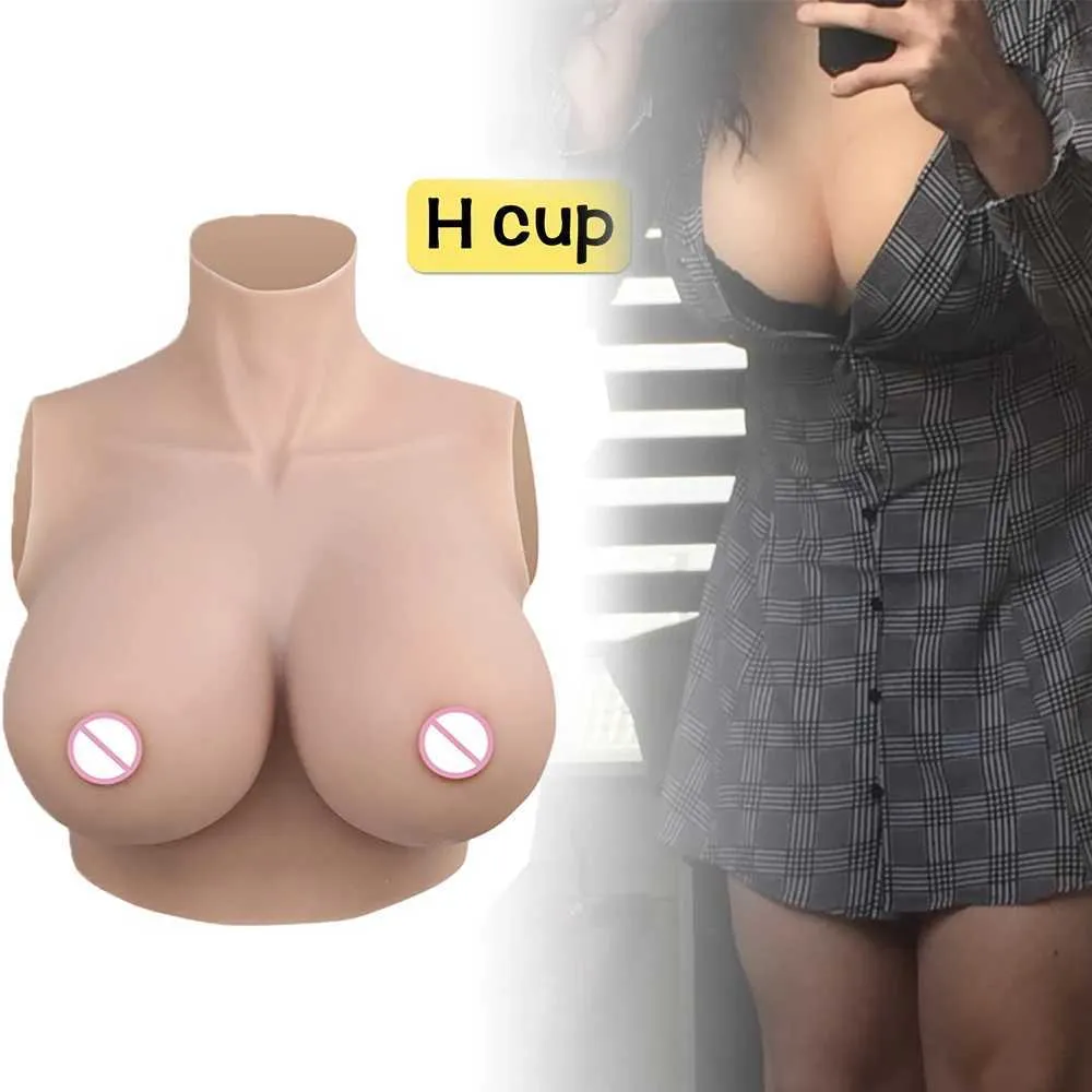 Breast Pad Eyung H Cup Silicone Breast Forms Fake Tits Enhancer For Crossdresser Drag Queen Fake Boobs Breastplat Male to Female Sissy 240330