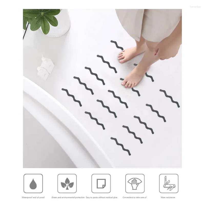 Badmattor duschar icke-halkklistermärken 24 st transparent s formade säkerhetsremsor pad självhäftande vattentät för balkong korridor dörröppning