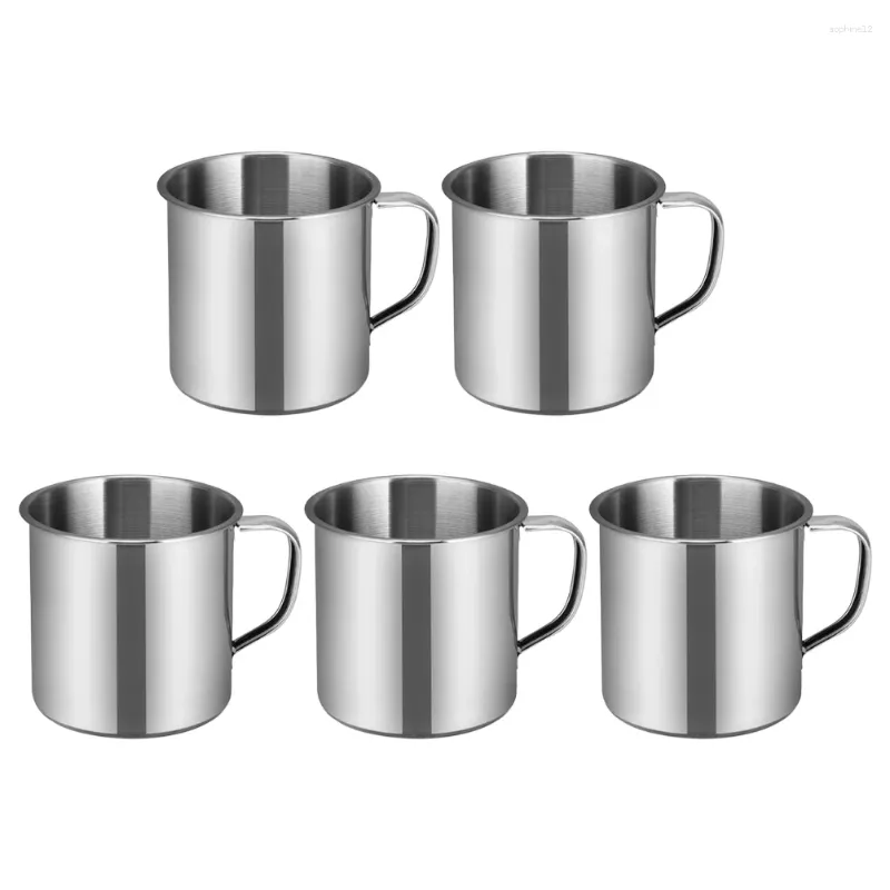 Mugs 5 PCS Office Cup Coffee rostfritt stål vattenbehållare mångsidig resor bärbar för barn anti-fall