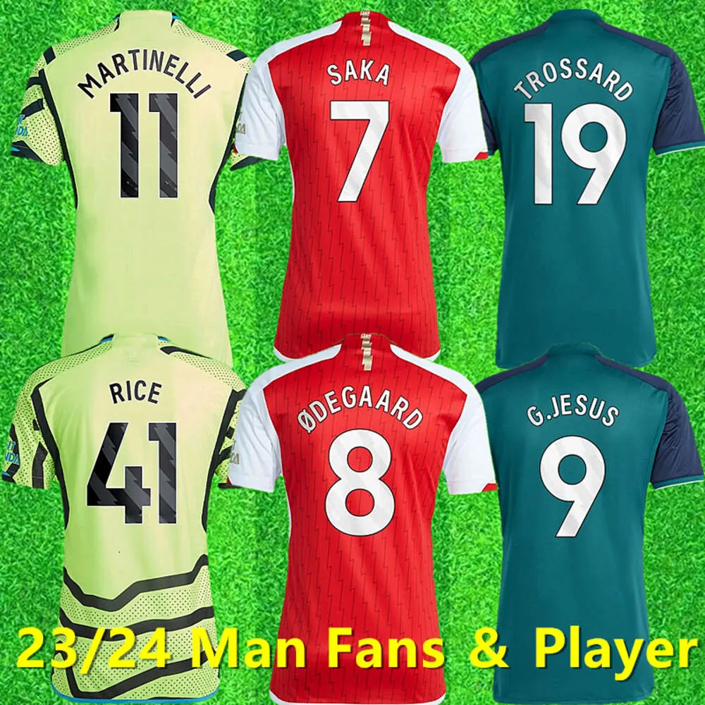 23 24 G.Jesus Jerseys de football Rice Smith Rowe Saka Fans Joueur J.TIBber Martinelli Russo Shirt de football personnalisé Hommes et enfants Odegaard Sambi Fabio Vieira Saliba