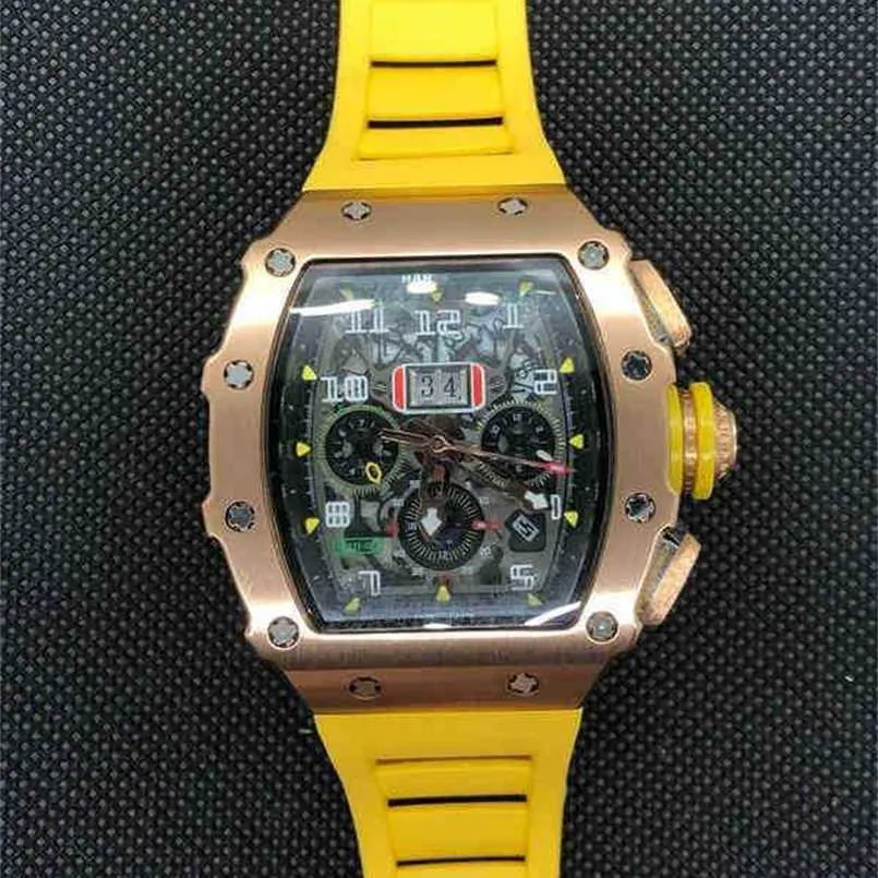 RichardMills Wristwatches الفاخرة التلقائية كرونوغراف السويسرية تقنية الرجال عالي الجودة التلقائي الذهب الذهب الفولاذ المقاوم للصدأ معصم الأسود