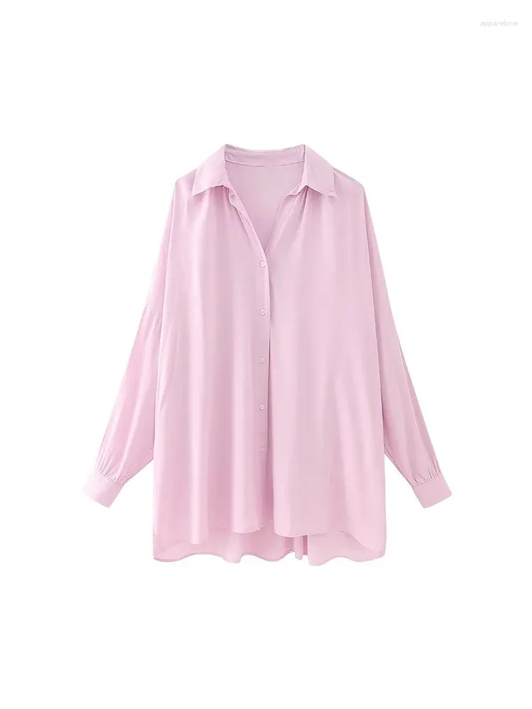 Women's Blouses 2024 Spring Leisure Fashion Unique Polo Collar Long Sleeve Single Breasted Solid Color Shirt