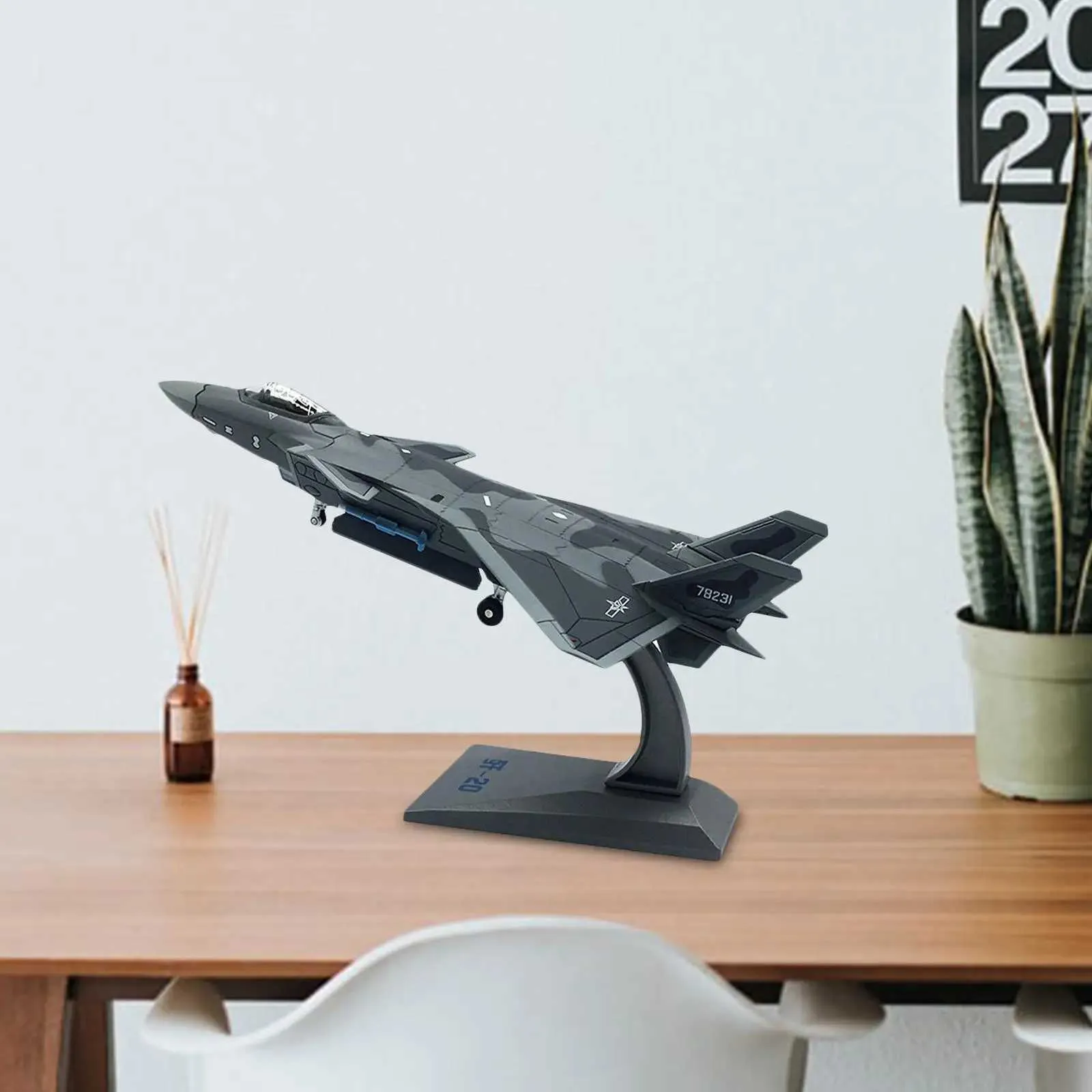 Aolly Diecast 1/100 Scale J-20 Fighter Airplane Diecast Model with Display Stand