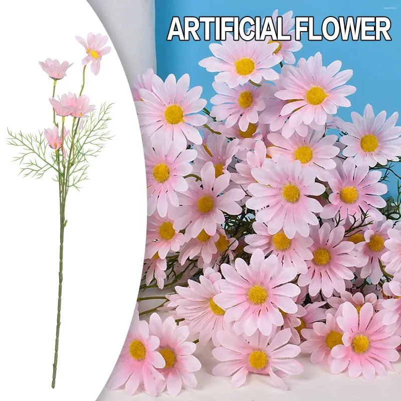 Decorative Flowers 1pc Daisy Artificial Latex Real Bride Wedding Bouquet Decoration Home Party House Flower Desktop Vase Ornaments Deco