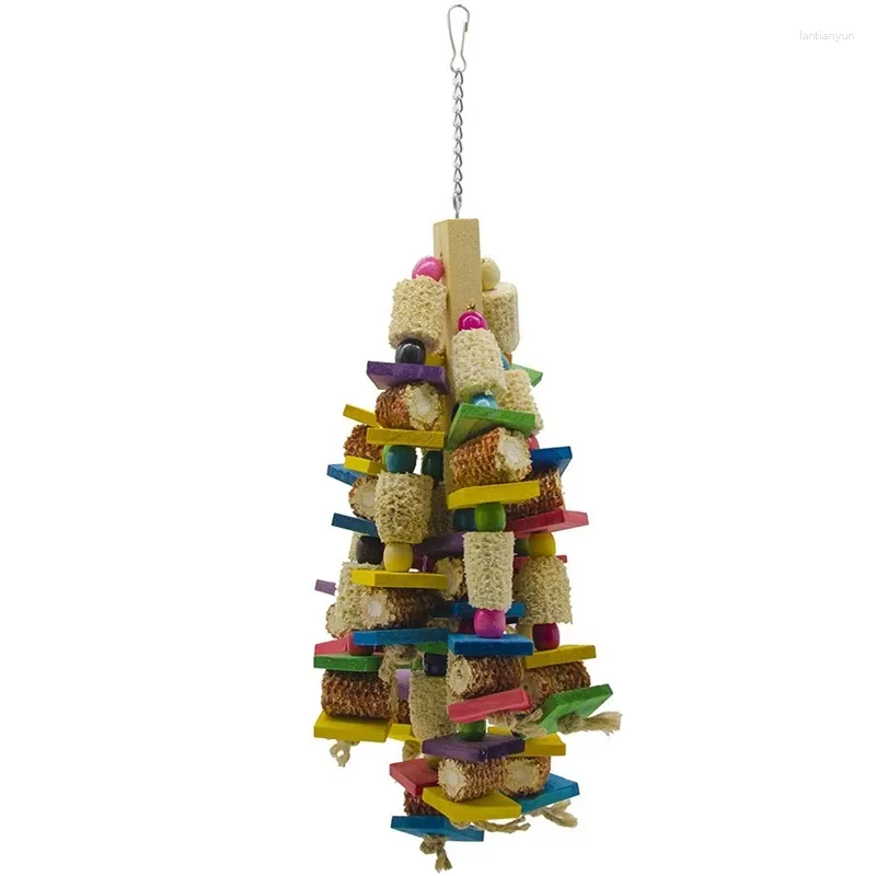 Other Bird Supplies Promotion! Medium Parrot Chewing Toy Natural Wooden Blocks Knots Tearing Cage Bite For Macaws Cokatoos