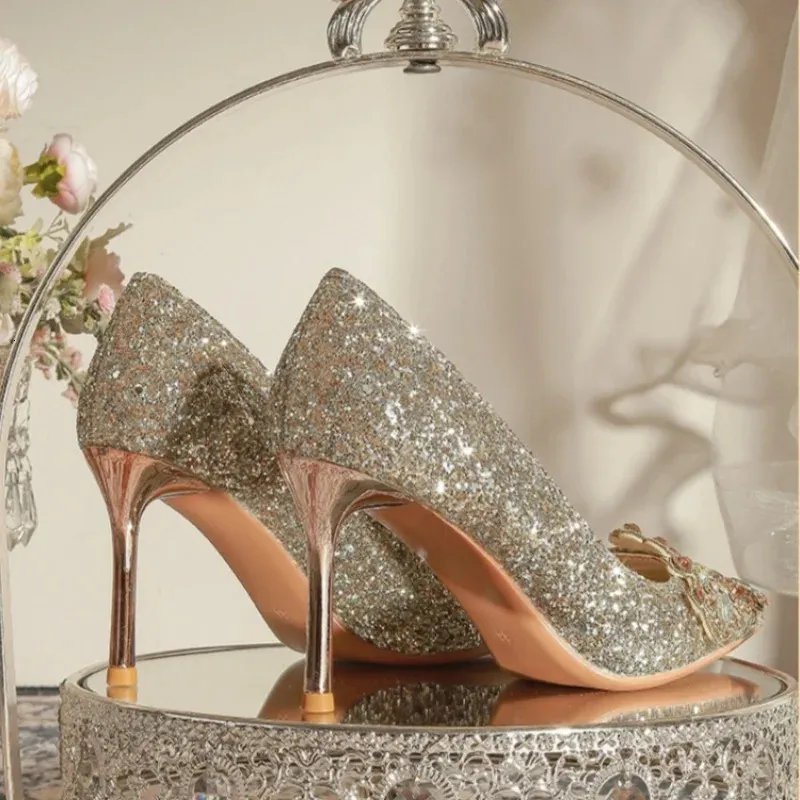 Wholesale Gold Wedge Pumps For Men, Open Toe Crystal Beaded... At Only  $32.28 | DHgate.Com