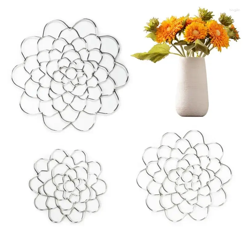 Vasos Suporte de arranjo de flores 3pcs aço inoxidável inserção floral buquê anel arte decoração organizador
